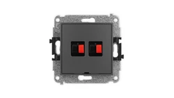 ICON Mechanizm gniazda głośnikowego podwójnego, bez pola opisowego grafitowy mat 28IGGBO-2