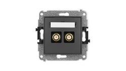 ICON Mechanizm gniazda antenowego podwójnego typu F (SAT) pozłacany grafitowy mat 28IGF-2.1