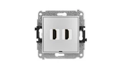 ICON Mechanizm gniazda podwójnego HDMI 2.0, bez pola opisowego srebrny metalik 7IHDMIBO-4