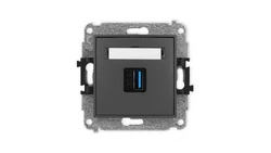 ICON Mechamizm gniazda pojedynczego USB A-A 3.0 grafitowy mat 28IGUSB-5