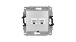 ICON Mechanizm gniazda komputerowego podwójnego 2xRJ45, kat. 6, 8-stykowy, bez pola opisowego srebrny metalik 7IGKBO-4