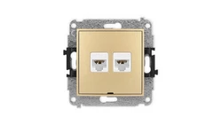 ICON Mechanizm gniazda komputerowego podwójnego 2xRJ45, kat. 6A, 8-stykowy, bez pola opisowego złoty 29IGKBO-8