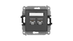 ICON Mechanizm gniazda komputerowego podwójnego 2xRJ45, kat. 6, ekranowane, 8-stykowy grafitowy mat 28IGK-6
