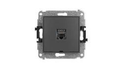 ICON Mechanizm gniazda komputerowego pojedynczego 1xRJ45, kat. 7, ekranowane, 8-styk, bez pola opisowego grafitowy mat 28IGKBO-9