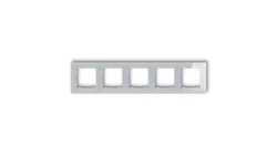 ICON Ramka uniwersalna pięciokrotna kwadratowa - efekt szkła (ramka: szara spód: biały) 15-0-IRSK-5