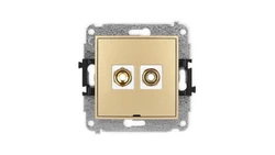 ICON Mechanizm gniazda głośnikowego poj., bez opisu (typu banan - czerwony i czarny, pozłacany, 4 mm2, skręcany) złoty 29IGGBO-4