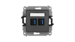 ICON Mechanizm gniazda podwójnego 2xUSB A-A 3.0 grafitowy mat 28IGUSB-6