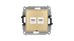 ICON Mechanizm gniazda komputerowego podwójnego 2xRJ45, kat. 5e, 8-stykowy, bez pola opisowego złoty 29IGKBO-2