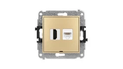 ICON Mechanizm gniazda pojedynczego HDMI 2.0 + gniazda komp. poj. 1xRJ45, kat. 5e, 8-stykowy, bez pola opisowego złoty 29IGHKBO