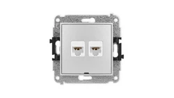 ICON Mechanizm gniazda komputerowego podwójnego 2xRJ45, kat. 6A, 8-stykowy, bez pola opisowego srebrny metalik 7IGKBO-8