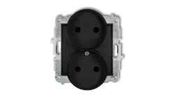 ICON Mechanizm gniazda podwójnego do ramki bez uziemienia 2x2P (przesłony torów prądowych) czarny mat 12IGPR-2p