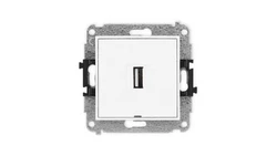 ICON Mechanizm gniazda pojedynczego USB A-A 2.0, bez pola opisowego biały IGUSBBO-1