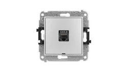 ICON Mechanizm gniazda komputerowego pojedynczego 1xRJ45, kat. 8, ekranowane, 8-styk, bez pola opisu srebrny metalik 7IGKBO-11