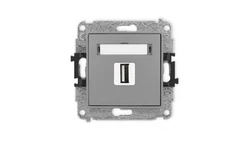 ICON Mechanizm gniazda pojedynczego USB A-A 2.0 szary mat 27IGUSB-1