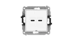 ICON Mechanizm gniazda podwójnego 2xUSB C-C, bez pola opisowego biały mat 25IGUSBBO-8