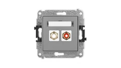 ICON Mechanizm gniazda podwójnego RCA (typu cinch - biały i czerwony, pozłacany) szary mat 27IGRCA-2