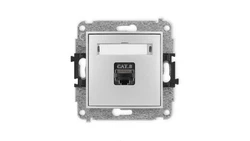 ICON Mechanizm gniazda komputerowego pojedynczego 1xRJ45, kat. 8, ekranowane, 8-stykowy srebrny metalik 7IGK-11