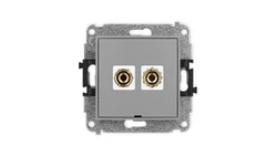 ICON Mechanizm gniazda głośnikowego poj., bez opisu (banan czerwony i czarny, pozłacany, 4 mm2 do lutowania) szary mat 27IGGBO-3