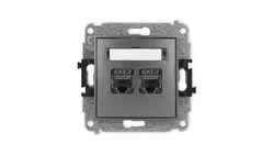 ICON Mechanizm gniazda komputerowego podwójnego 2xRJ45, kat. 7, ekranowane, 8-stykowy grafitowy 11IGK-10