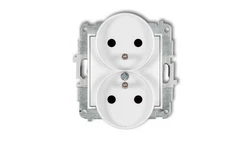 ICON Mechanizm gniazda podwójnego do ramki z uziemieniem 2x(2P+Z) (przesłony torów prądowych) biały IGPR-2zp
