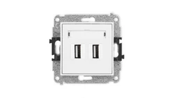 ICON Mechanizm gniazda podwójnego 2xUSB A-A 2.0 biały IGUSB-2