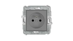 ICON Mechanizm gniazda pojedynczego z uziemieniem 2P+Z (przesłony torów prądowych) szary mat 27IGP-1zp