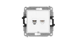 ICON Mechanizm gniazda telefonicznego 1xRJ11 + komputerowego 1xRJ45, kat. 5e, 8-stykowy, beznarzędziowe, bez opisu biały IGTKBO