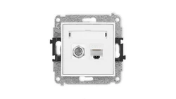 ICON Mechanizm gniazda antenowego poj. typu F (SAT) + gniazda komp. poj. 1xRJ45, kat. 6, 8-stykowy biały IGFK-3