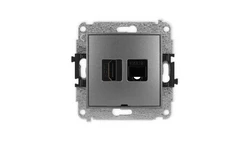 ICON Mechanizm gniazda pojedynczego HDMI 2.0 + gniazda komp. poj. 1xRJ45, kat. 5e, 8-styk, bez pola opisowego grafitowy 11IGHKBO