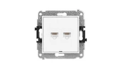 ICON Mechanizm gniazda komputerowego podwójnego 2xRJ45, kat. 5e, 8-stykowy, bez pola opisowego biały mat 25IGKBO-2