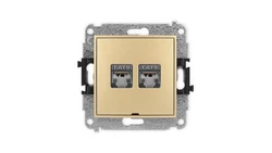 ICON Mechanizm gniazda komputerowego podwójnego 2xRJ45, kat. 6, ekranowane, 8-stykowy, bez pola opisowego złoty 29IGKBO-6