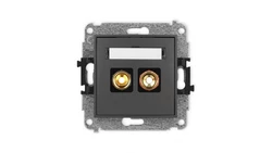 ICON Mechanizm gniazda głośnikowego poj. (typu banan - czerwony i czarny, pozłacany, 4 mm2, skręcany) grafitowy mat 28IGG-4