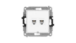 ICON Mechanizm gniazda telefonicznego podwójnego 2xRJ11, 4-stykowy, beznarzędziowe, bez pola opisowego biały mat 25IGTBO-2