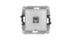 ICON Mechanizm gniazda komputerowego pojedynczego 1xRJ45, kat. 6, ekranowane, 8-styk, bez pola opisu srebrny metalik 7IGKBO-5