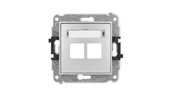 ICON Mechanizm gniazda multimedialnego podwójnego bez modułu (standard Keystone) srebrny metalik 7IGM-2P