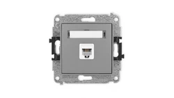 ICON Mechanizm gniazda telefonicznego pojedynczego 1xRJ11, 4-stykowy, beznarzędziowe szary mat 27IGT-1