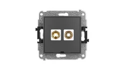 ICON Mechanizm gniazda głośnikowego poj. bez opisu (banan czerwony i czarny, pozłacany, 4 mm2 skręcany) grafitowy mat 28IGGBO-4