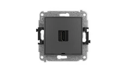 ICON Mechanizm gniazda pojedynczego HDMI 2.0, bez pola opisowego grafitowy mat 28IHDMIBO-3