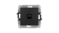 ICON Mechanizm gniazda komputerowego pojedynczego 1xRJ45, kat. 6A, 8-stykowy, bez pola opisowego czarny mat 12IGKBO-7