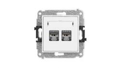 ICON Mechanizm gniazda komputerowego podwójnego 2xRJ45, kat. 6, ekranowane, 8-stykowy biały mat 25IGK-6