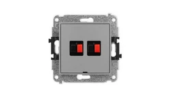 ICON Mechanizm gniazda głośnikowego podwójnego, bez pola opisowego szary mat 27IGGBO-2