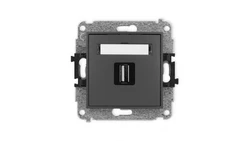 ICON Mechanizm gniazda pojedynczego USB A-A 2.0 grafitowy mat 28IGUSB-1