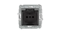 ICON Mechanizm gniazda bryzgoszczelnego z uziemieniem 2P+Z (klapka dymna, przesłony torów prądowych) szary mat 27IGPB-1zdp