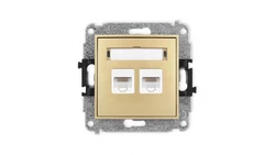 ICON Mechanizm gniazda komputerowego podwójnego 2xRJ45, kat. 5e, 8-stykowy złoty 29IGK-2