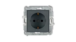 ICON Mechanizm gniazda pojedynczego z uziemieniem SCHUKO 2P+Z (przesłony torów prądowych) grafitowy mat 28IGP-1sp