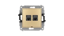 ICON Mechanizm gniazda komputerowego podwójnego 2xRJ45, kat. 8, ekranowane, 8-stykowy, bez pola opisowego złoty 29IGKBO-12