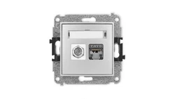 ICON Mechanizm gniazda antenowego poj. typu F (SAT) + gniazda komp. 1xRJ45, kat. 6 ekranowane, 8-stykowy srebrny metalik 7IGFK-5