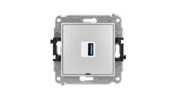 ICON Mechamizm gniazda pojedynczego USB A-A 3.0, bez pola opisowego srebrny metalik 7IGUSBBO-5