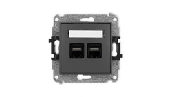 ICON Mechanizm gniazda komputerowego podwójnego 2xRJ45, kat. 6A, 8-stykowy grafitowy mat 28IGK-8
