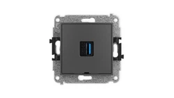 ICON Mechamizm gniazda pojedynczego USB A-A 3.0, bez pola opisowego grafitowy mat 28IGUSBBO-5